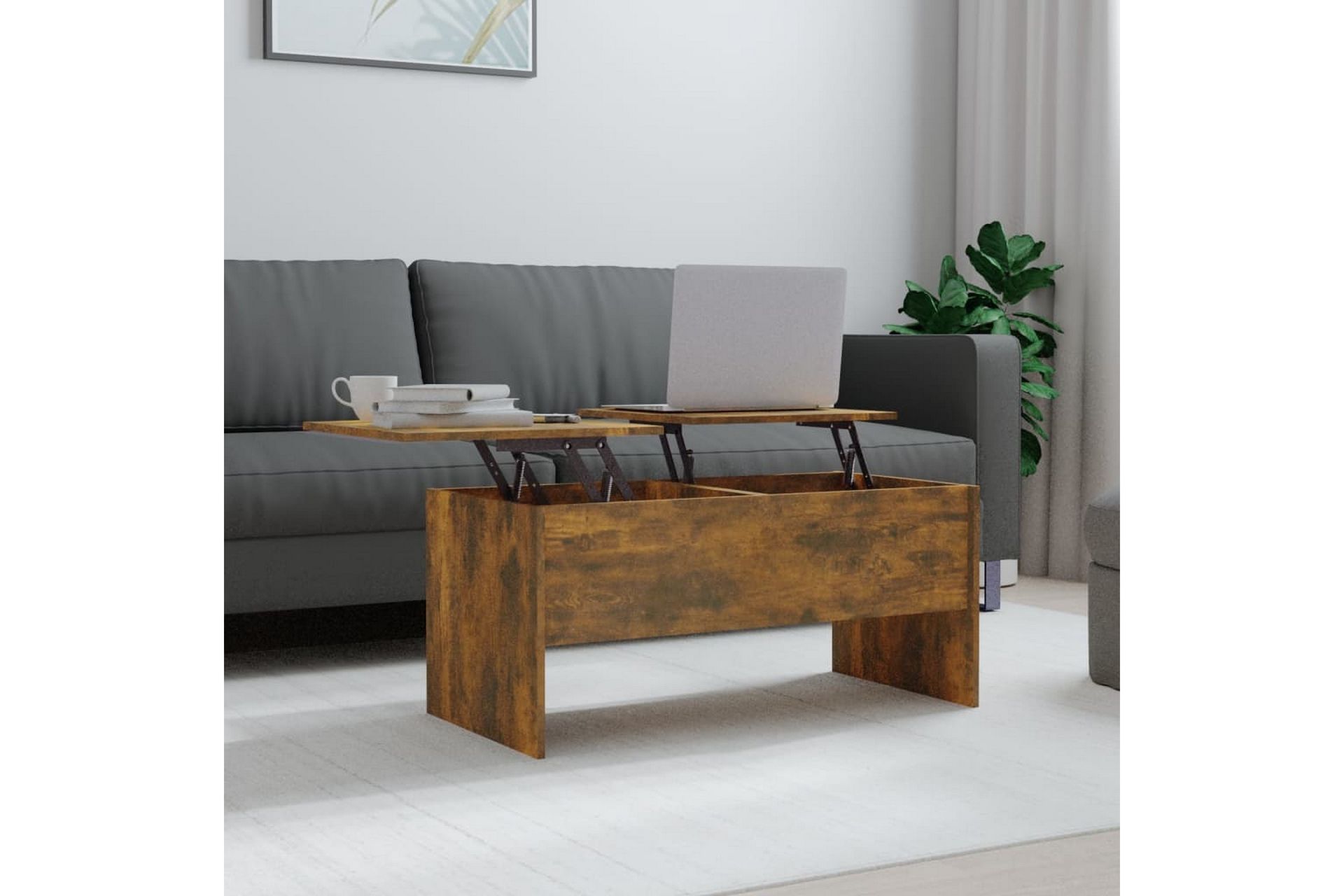 beBasic Salongbord røkt eik 102x50,5x46,5 cm konstruert tre - Brun - Møbler - Bord - Avlastningsbord - Lampebord & sidebord