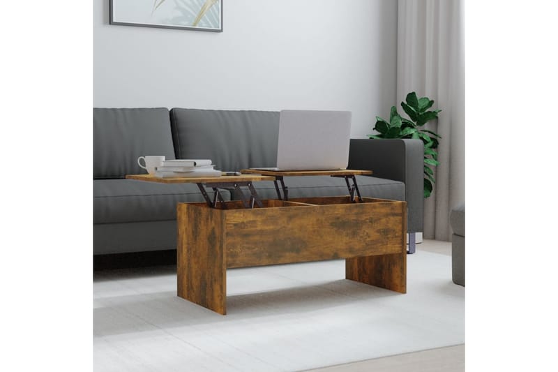 beBasic Salongbord røkt eik 102x50,5x46,5 cm konstruert tre - Brun - Møbler - Bord - Avlastningsbord - Lampebord & sidebord
