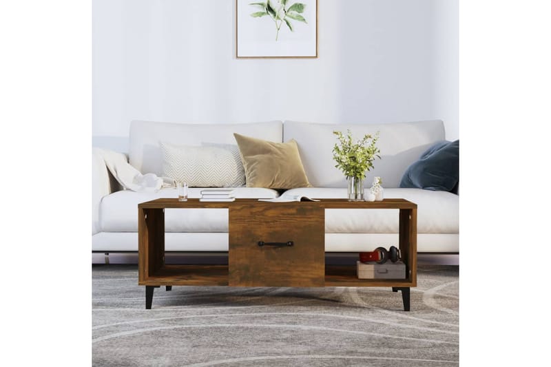 beBasic Salongbord røkt eik 102x50x40 cm konstruert tre - Brun - Møbler - Bord - Avlastningsbord - Lampebord & sidebord