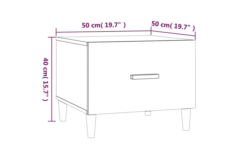 beBasic Salongbord røkt eik 50x50x40 cm konstruert tre - Brun - Lampebord & sidebord - Brettbord og småbord