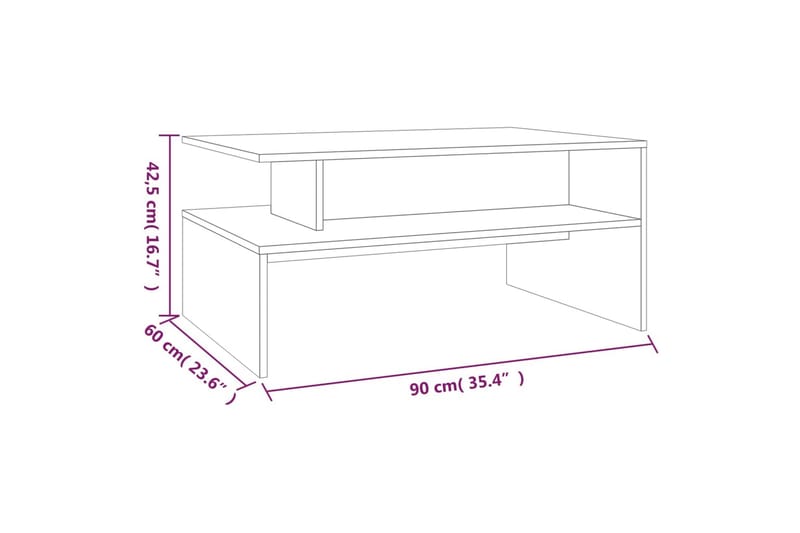 beBasic Salongbord røkt eik 90x60x42,5 cm konstruert tre - Brun - Lampebord & sidebord - Brettbord og småbord