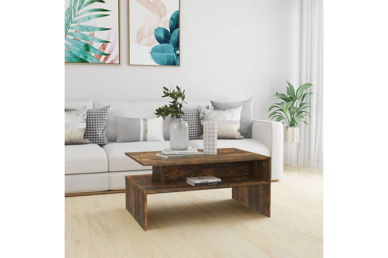 beBasic Salongbord røkt eik 90x60x42,5 cm konstruert tre - Brun - Møbler - Bord - Avlastningsbord - Lampebord & sidebord