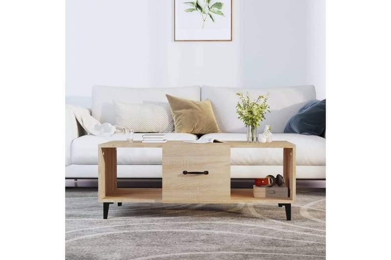 beBasic Salongbord sonoma eik 102x50x40 cm konstruert tre - Brun - Møbler - Bord - Avlastningsbord - Lampebord & sidebord