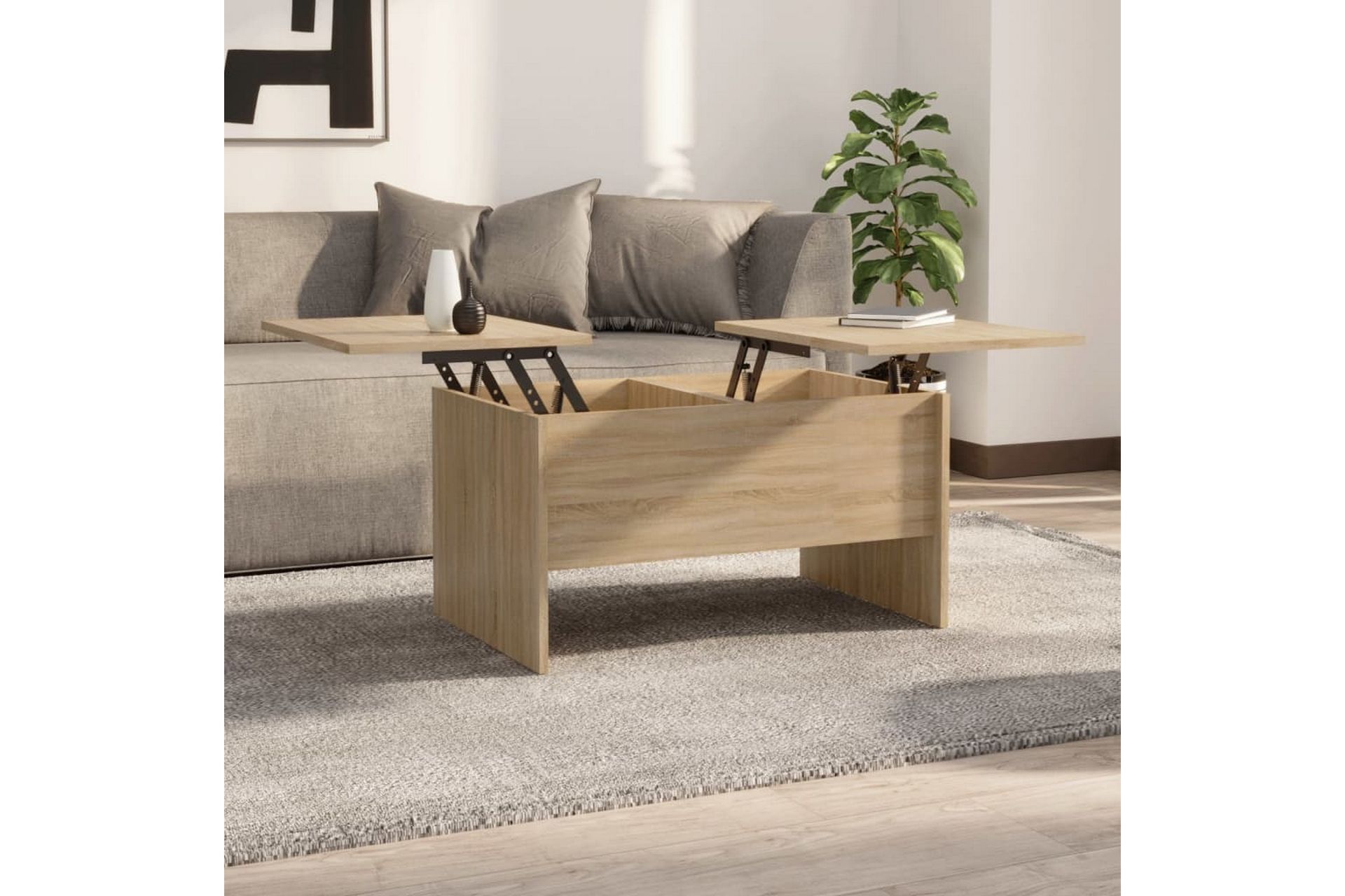 beBasic Salongbord sonoma eik 80x50x42,5 cm konstruert tre - Brun - Møbler - Bord - Avlastningsbord - Lampebord & sidebord