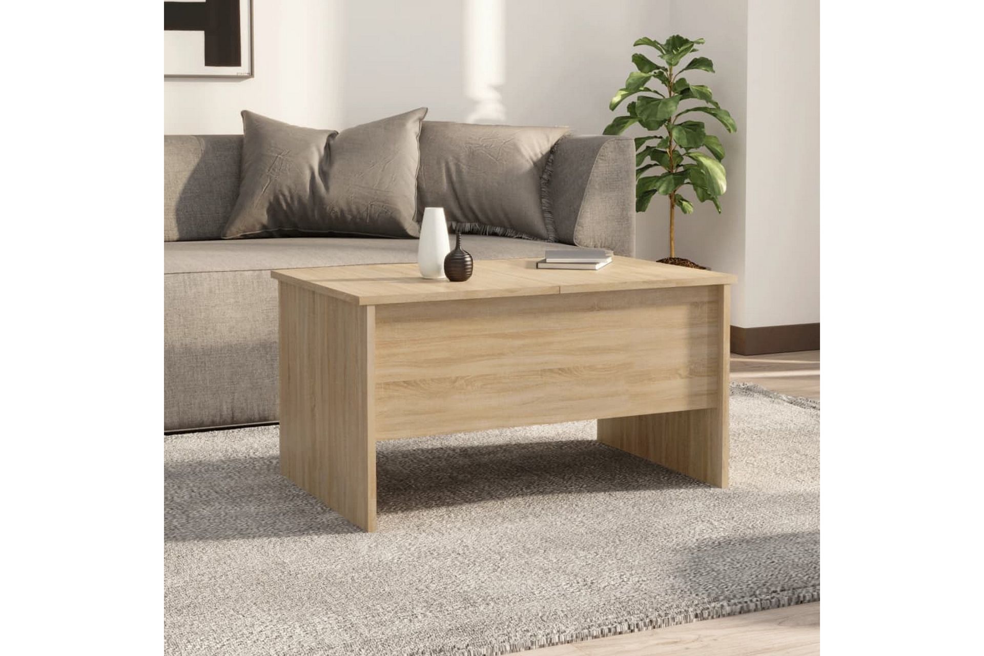 beBasic Salongbord sonoma eik 80x50x42,5 cm konstruert tre - Brun - Møbler - Bord - Avlastningsbord - Lampebord & sidebord