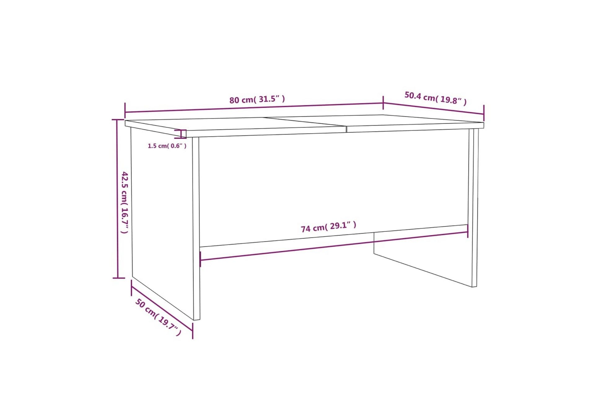 beBasic Salongbord sonoma eik 80x50x42,5 cm konstruert tre - Brun - Møbler - Bord - Avlastningsbord - Lampebord & sidebord