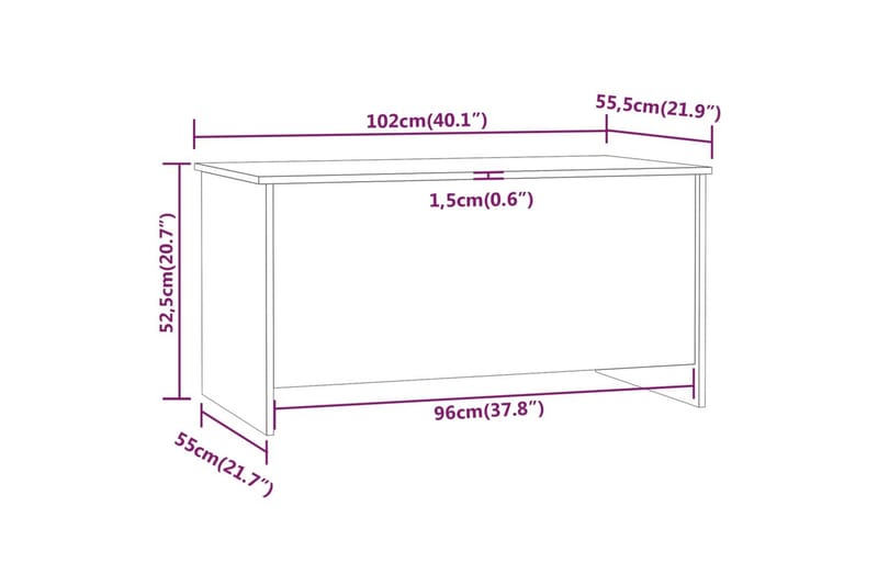 beBasic Salongbord svart 102x55,5x52,5 cm konstruert tre - Svart - Lampebord & sidebord - Brettbord og småbord