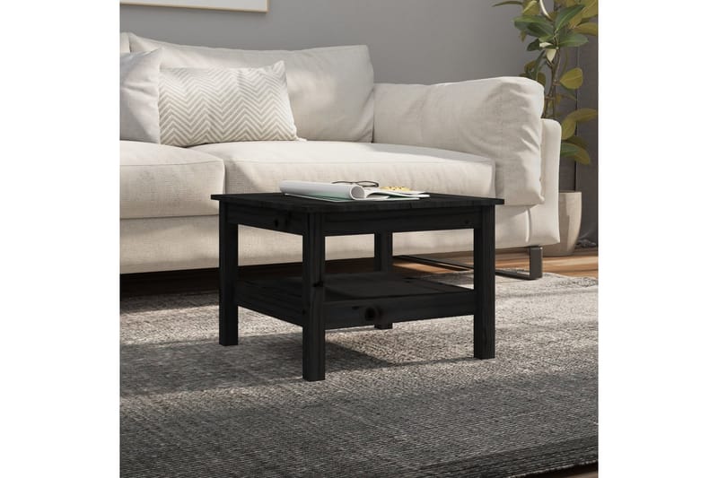 beBasic Salongbord svart 55x55x40 cm heltre furu - Svart - Møbler - Bord - Avlastningsbord - Lampebord & sidebord