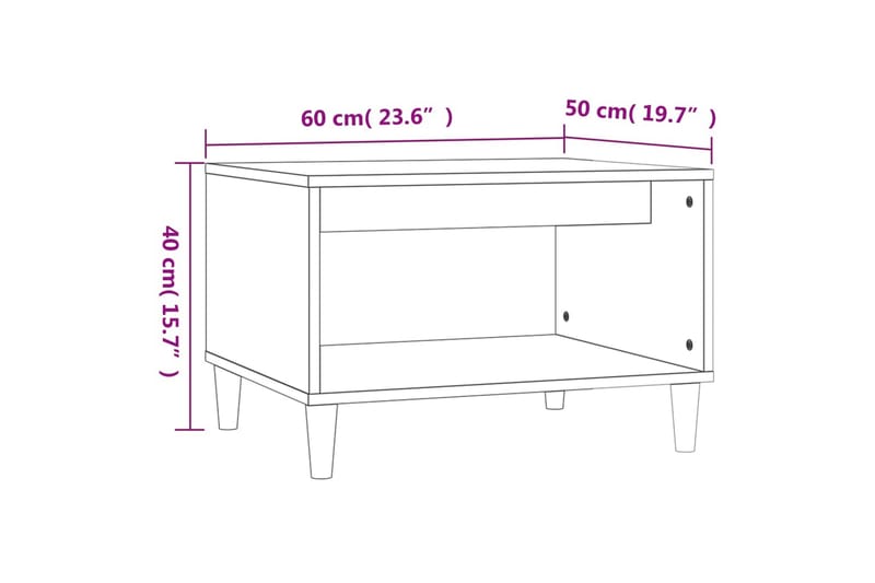 beBasic Salongbord svart 60x40x50 cm konstruert tre - Svart - Møbler - Bord - Avlastningsbord - Lampebord & sidebord