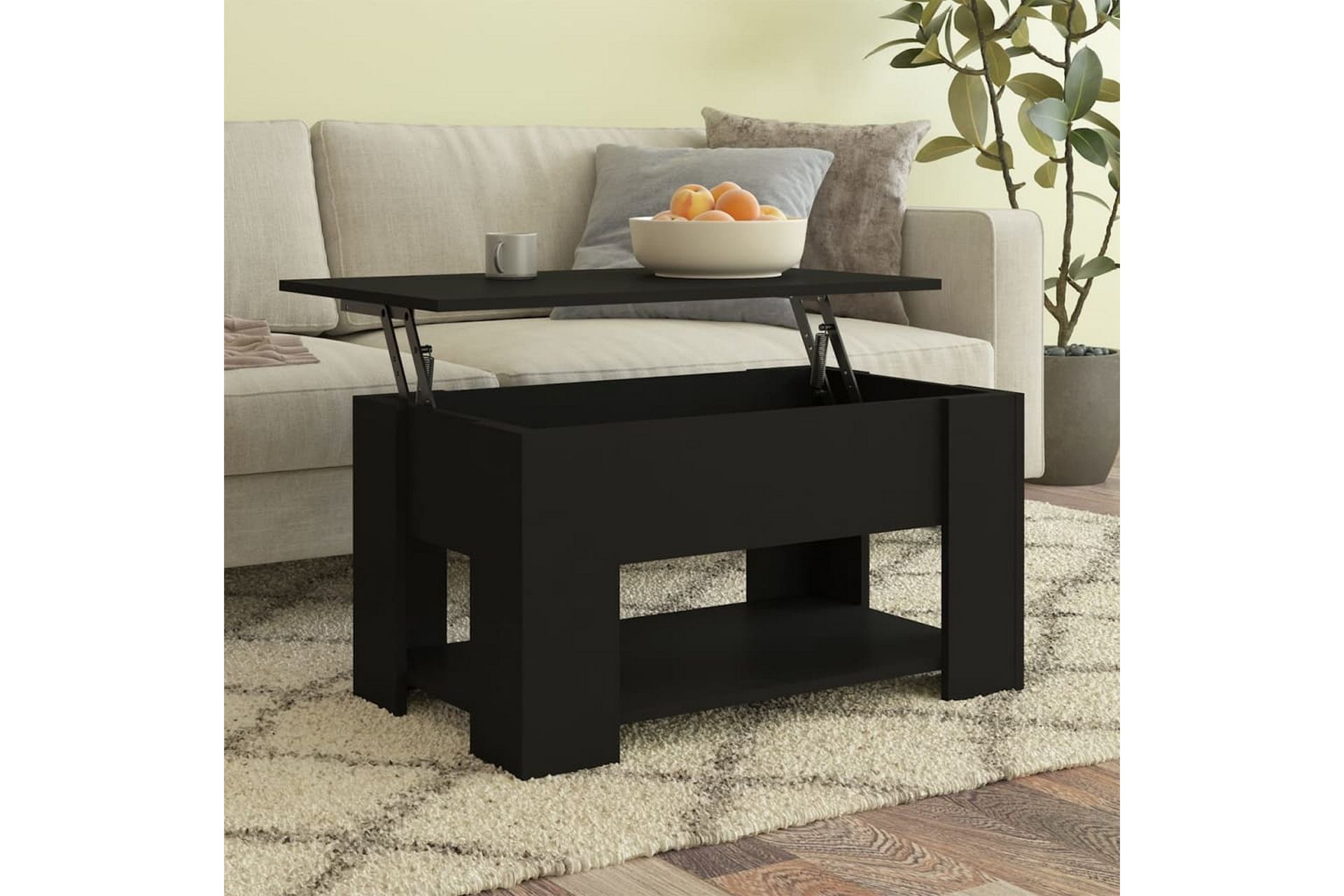 beBasic Salongbord svart 79x49x41 cm konstruert tre - Svart - Møbler - Bord - Avlastningsbord - Lampebord & sidebord