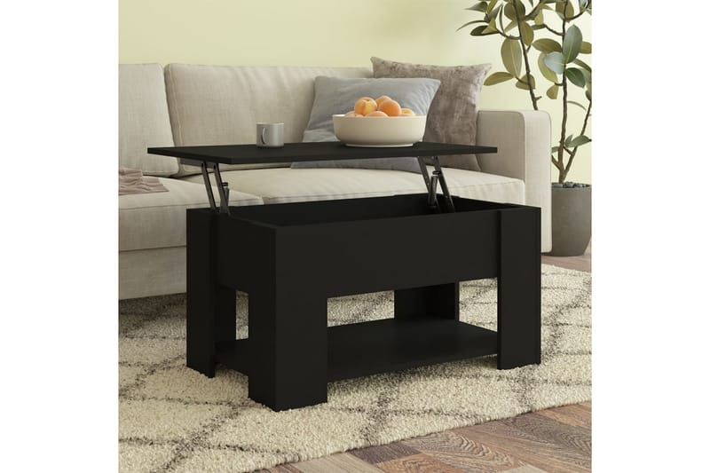 beBasic Salongbord svart 79x49x41 cm konstruert tre - Svart - Møbler - Bord - Avlastningsbord - Lampebord & sidebord