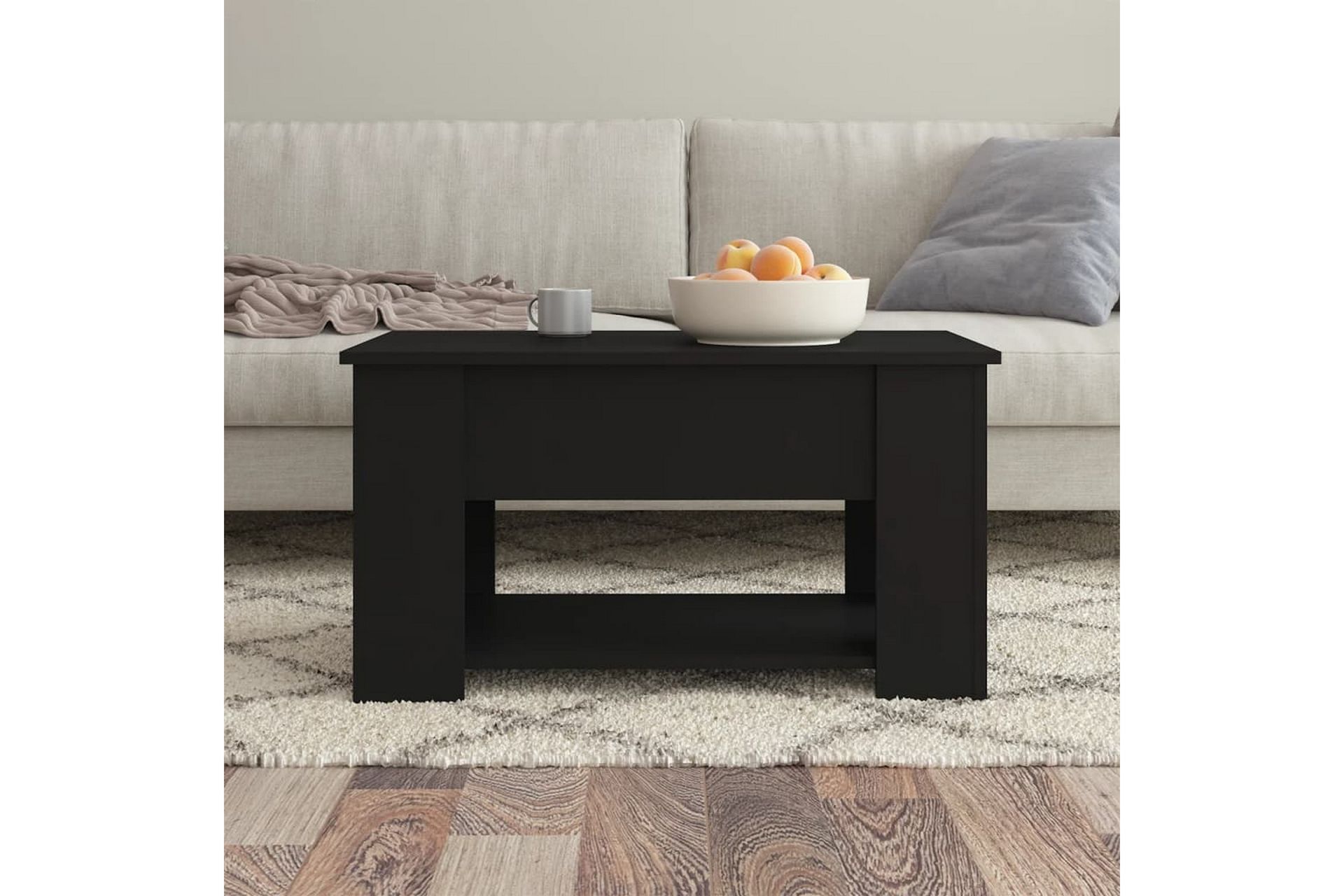 beBasic Salongbord svart 79x49x41 cm konstruert tre - Svart - Møbler - Bord - Avlastningsbord - Lampebord & sidebord