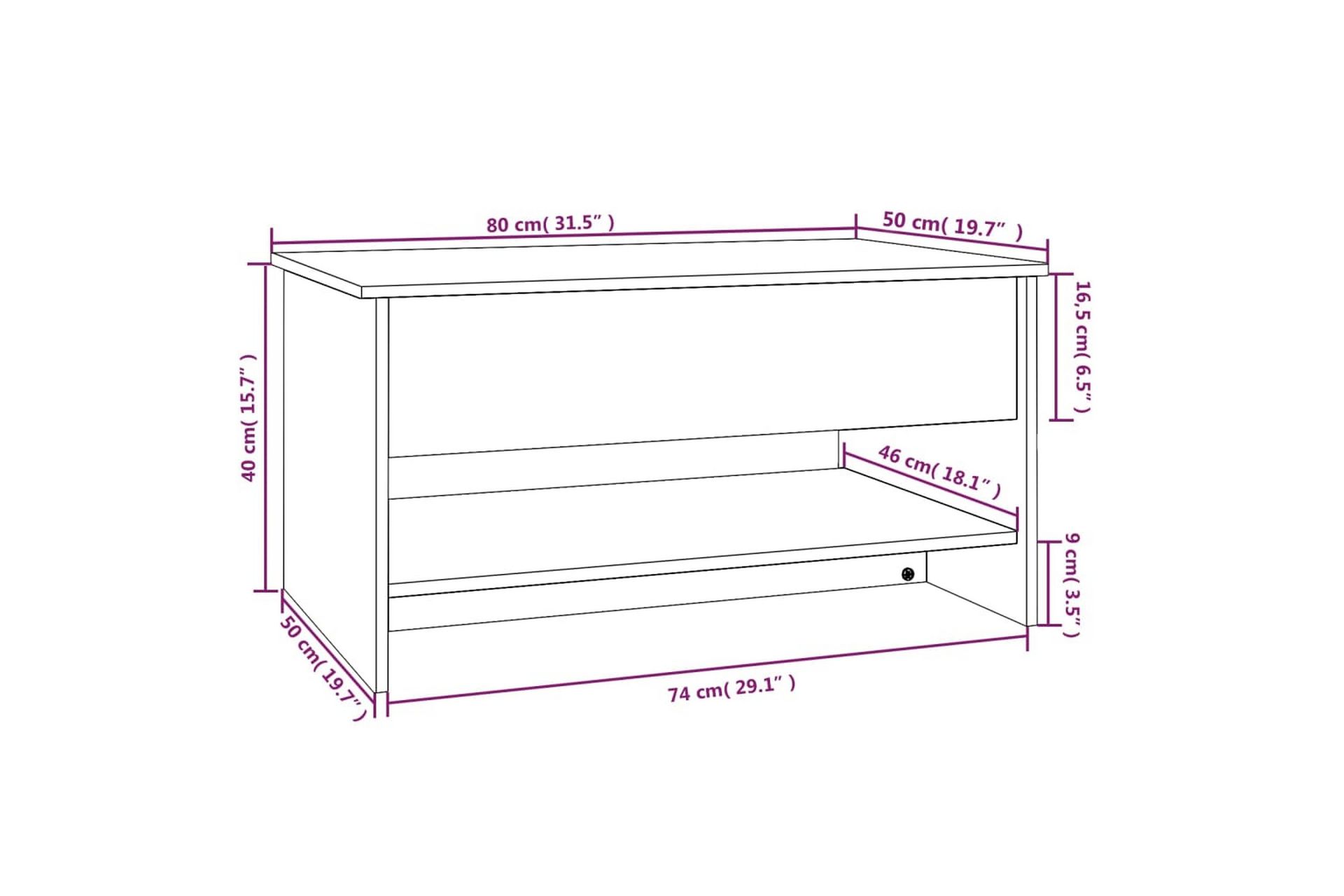 beBasic Salongbord svart 80x50x40 cm konstruert tre - Svart - Møbler - Bord - Avlastningsbord - Lampebord & sidebord