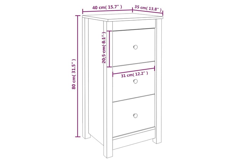 beBasic Skjenk 40x35x80 cm heltre furu - Brun - Lampebord & sidebord - Brettbord og småbord