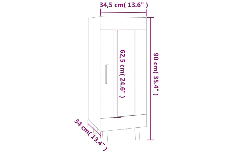 beBasic Skjenk betonggrå 34,5x34x90 cm konstruert tre - GrÃ¥ - Lampebord & sidebord - Brettbord og småbord