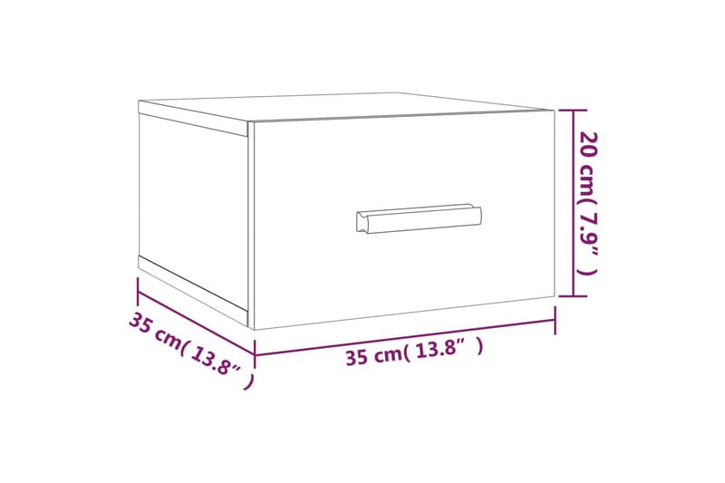 beBasic Veggmontert nattbord 2 stk høyglans hvit 35x35x20 cm - Hvit - Sengebord & nattbord
