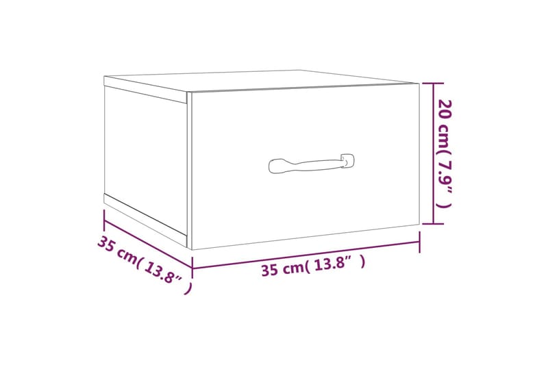 beBasic Veggmontert nattbord 2 stk høyglans hvit 35x35x20 cm - Hvit - Sengebord & nattbord