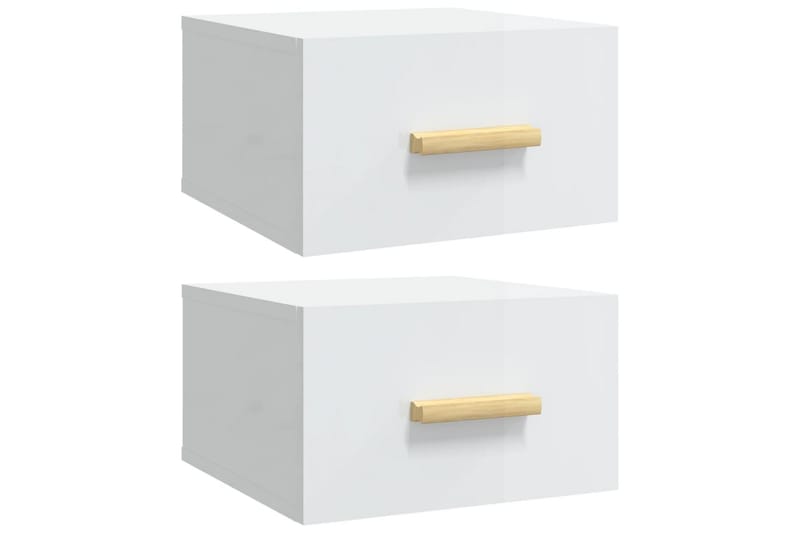 beBasic Veggmontert nattbord 2 stk høyglans hvit 35x35x20 cm - Hvit - Møbler - Bord - Avlastningsbord - Sengebord & nattbord