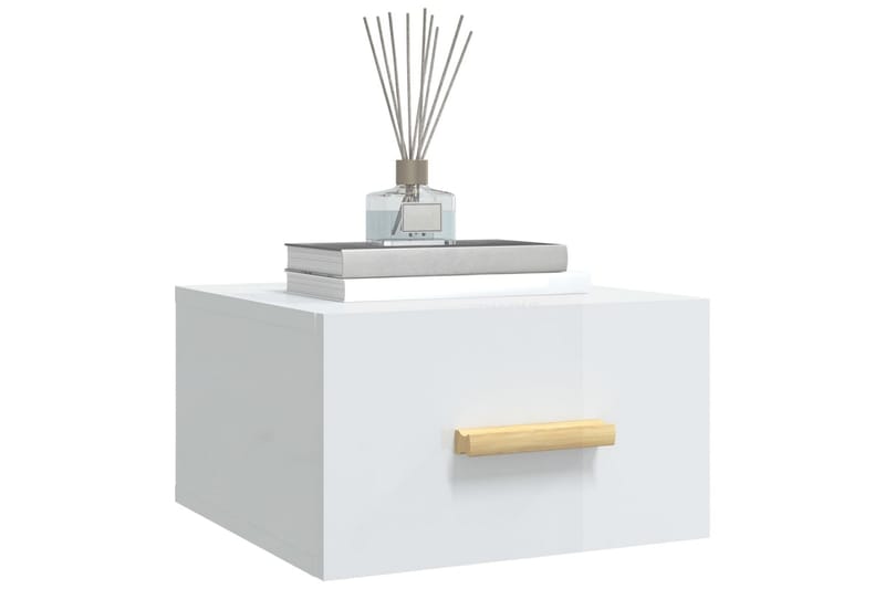 beBasic Veggmontert nattbord 2 stk høyglans hvit 35x35x20 cm - Hvit - Møbler - Bord - Avlastningsbord - Sengebord & nattbord