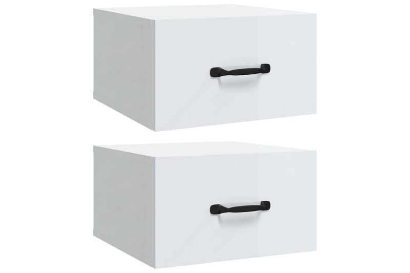 beBasic Veggmontert nattbord 2 stk høyglans hvit 35x35x20 cm - Hvit - Møbler - Bord - Avlastningsbord - Sengebord & nattbord