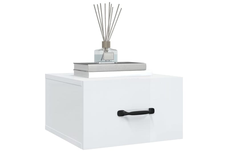 beBasic Veggmontert nattbord 2 stk høyglans hvit 35x35x20 cm - Hvit - Møbler - Bord - Avlastningsbord - Sengebord & nattbord
