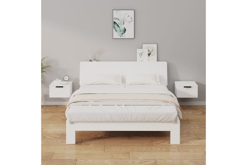 beBasic Veggmontert nattbord 2 stk hvit 34x30x20 cm - Hvit - Møbler - Bord - Avlastningsbord - Sengebord & nattbord