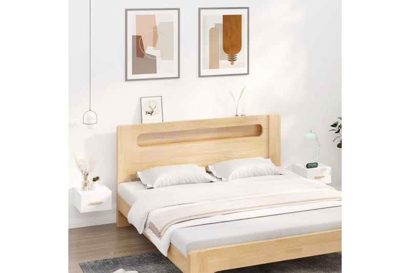 beBasic Veggmontert nattbord 2 stk hvit 35x35x20 cm - Hvit - Møbler - Bord - Avlastningsbord - Sengebord & nattbord