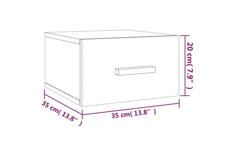 beBasic Veggmontert nattbord 2 stk hvit 35x35x20 cm - Hvit - Sengebord & nattbord