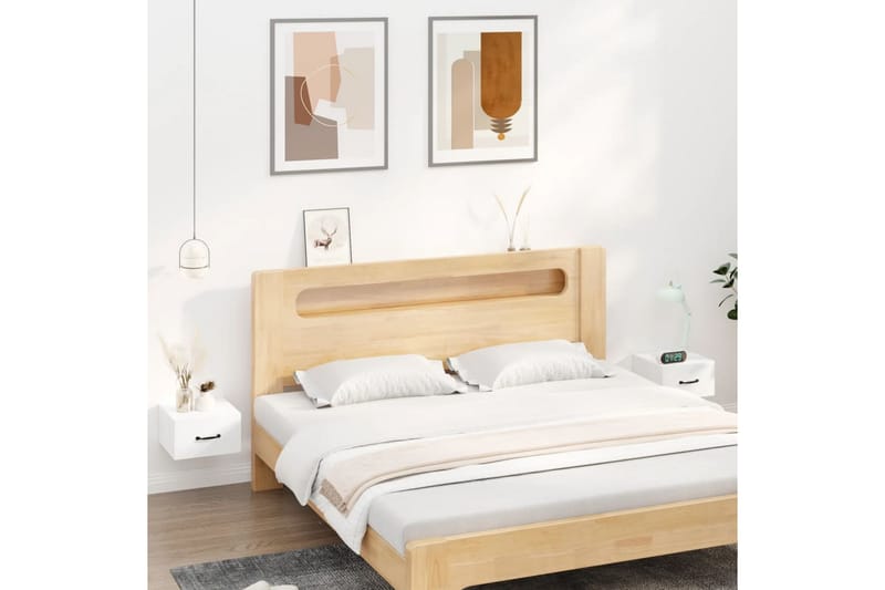 beBasic Veggmontert nattbord 2 stk hvit 35x35x20 cm - Hvit - Møbler - Bord - Avlastningsbord - Sengebord & nattbord