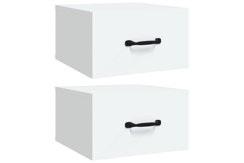 beBasic Veggmontert nattbord 2 stk hvit 35x35x20 cm - Hvit - Møbler - Bord - Avlastningsbord - Sengebord & nattbord