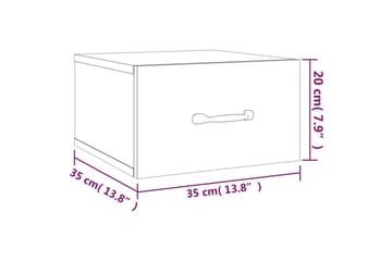 beBasic Veggmontert nattbord 2 stk hvit 35x35x20 cm - Hvit - Møbler - Bord - Avlastningsbord - Sengebord & nattbord