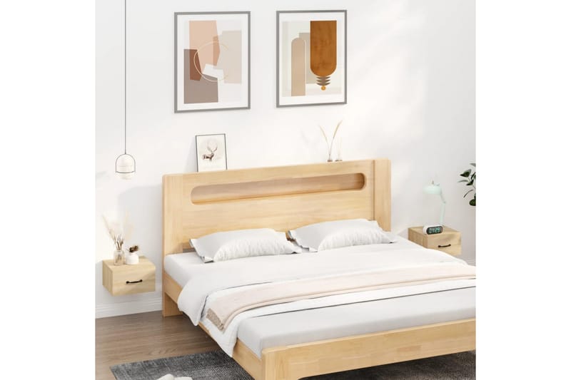 beBasic Veggmontert nattbord 2 stk sonoma eik 35x35x20 cm - Brun - Møbler - Bord - Avlastningsbord - Sengebord & nattbord