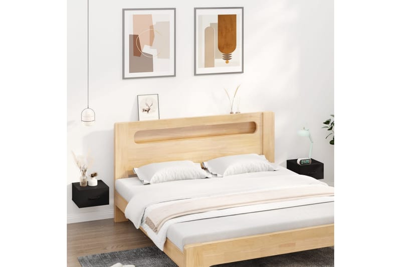 beBasic Veggmontert nattbord 2 stk svart 35x35x20 cm - Svart - Møbler - Bord - Avlastningsbord - Sengebord & nattbord