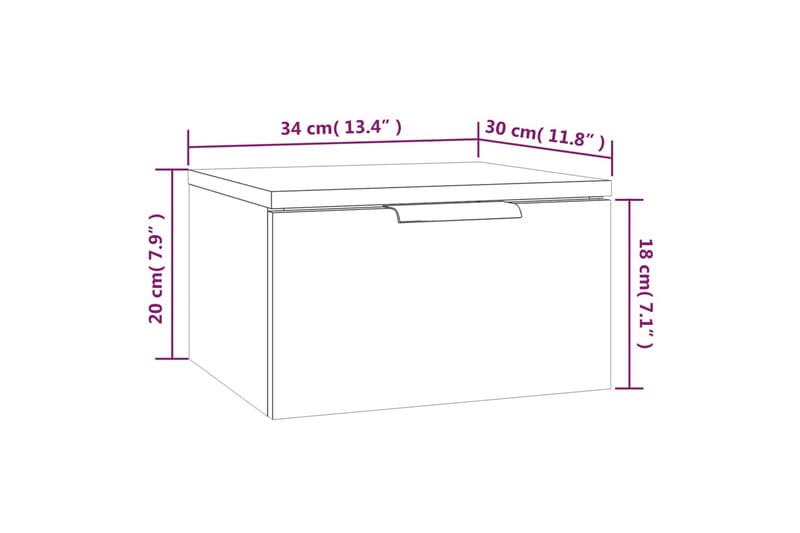 beBasic Veggmontert nattbord betonggrå 34x30x20 cm - GrÃ¥ - Sengebord & nattbord