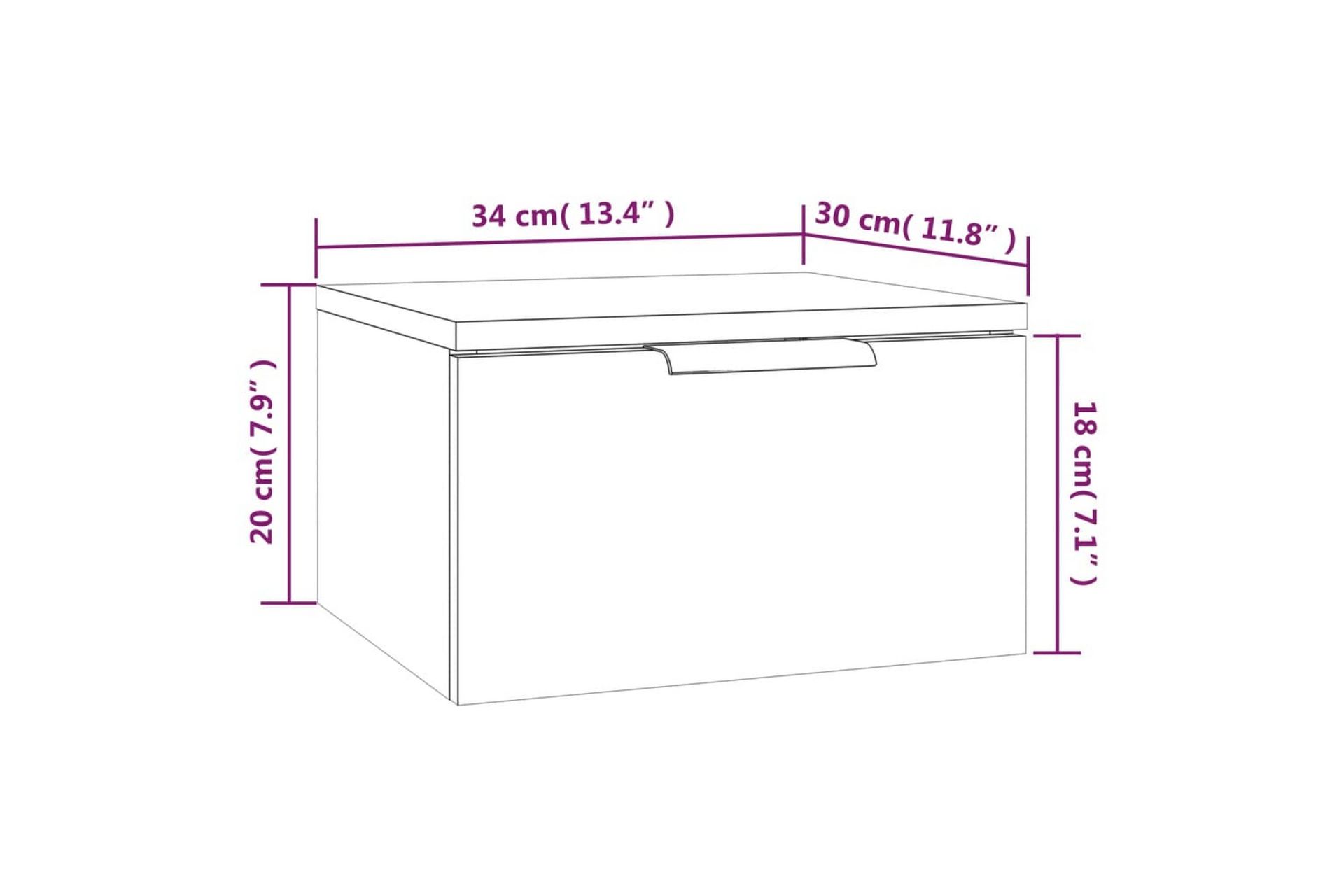 beBasic Veggmontert nattbord brun eik 34x30x20 cm - Brun - Møbler - Bord - Avlastningsbord - Sengebord & nattbord