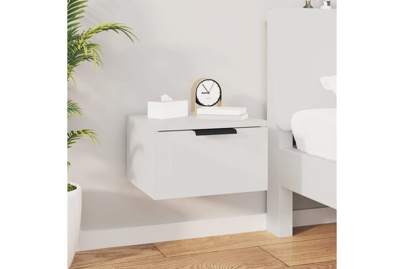 beBasic Veggmontert nattbord høyglans hvit 34x30x20 cm - Hvit - Møbler - Bord - Avlastningsbord - Sengebord & nattbord