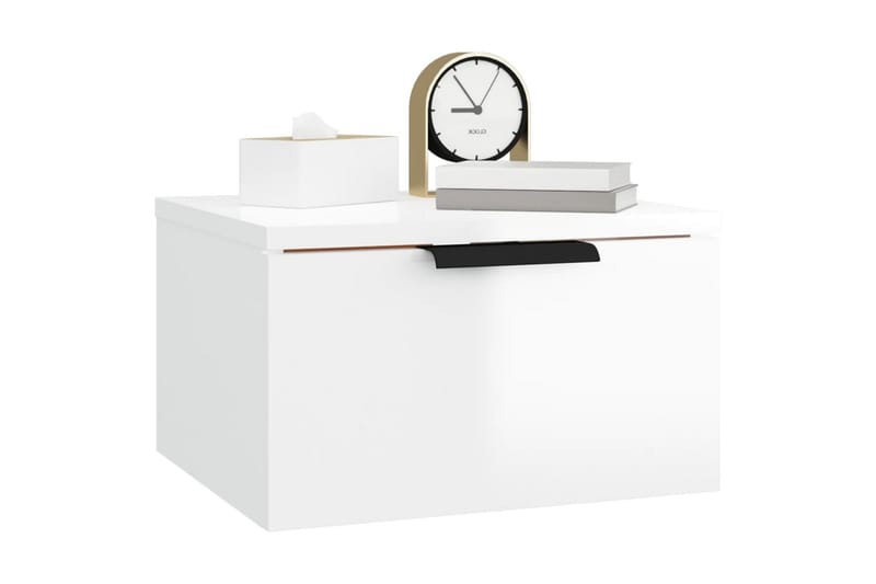 beBasic Veggmontert nattbord høyglans hvit 34x30x20 cm - Hvit - Møbler - Bord - Avlastningsbord - Sengebord & nattbord