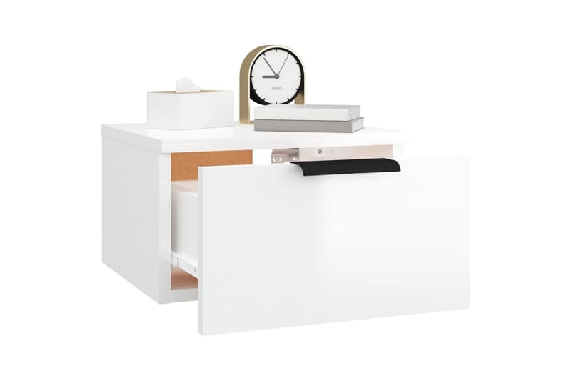 beBasic Veggmontert nattbord høyglans hvit 34x30x20 cm - Hvit - Møbler - Bord - Avlastningsbord - Sengebord & nattbord