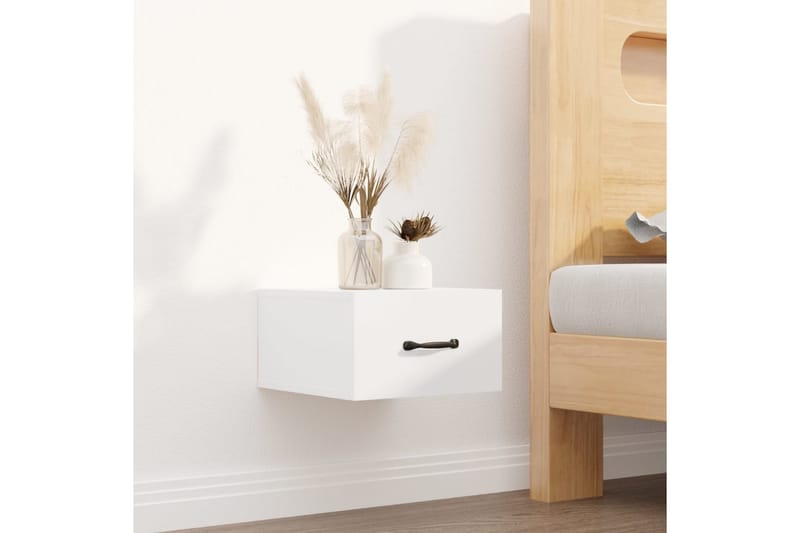 beBasic Veggmontert nattbord høyglans hvit 35x35x20 cm - Hvit - Møbler - Bord - Avlastningsbord - Sengebord & nattbord
