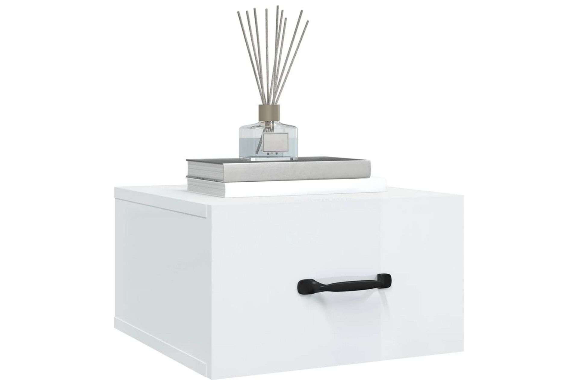 beBasic Veggmontert nattbord høyglans hvit 35x35x20 cm - Hvit - Møbler - Bord - Avlastningsbord - Sengebord & nattbord