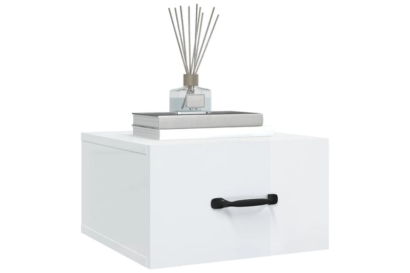 beBasic Veggmontert nattbord høyglans hvit 35x35x20 cm - Hvit - Møbler - Bord - Avlastningsbord - Sengebord & nattbord