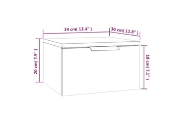 beBasic Veggmontert nattbord hvit 34x30x20 cm - Hvit - Møbler - Bord - Avlastningsbord - Sengebord & nattbord