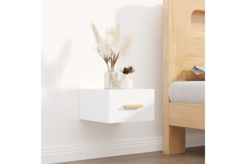 beBasic Veggmontert nattbord hvit 35x35x20 cm - Hvit - Møbler - Bord - Avlastningsbord - Sengebord & nattbord