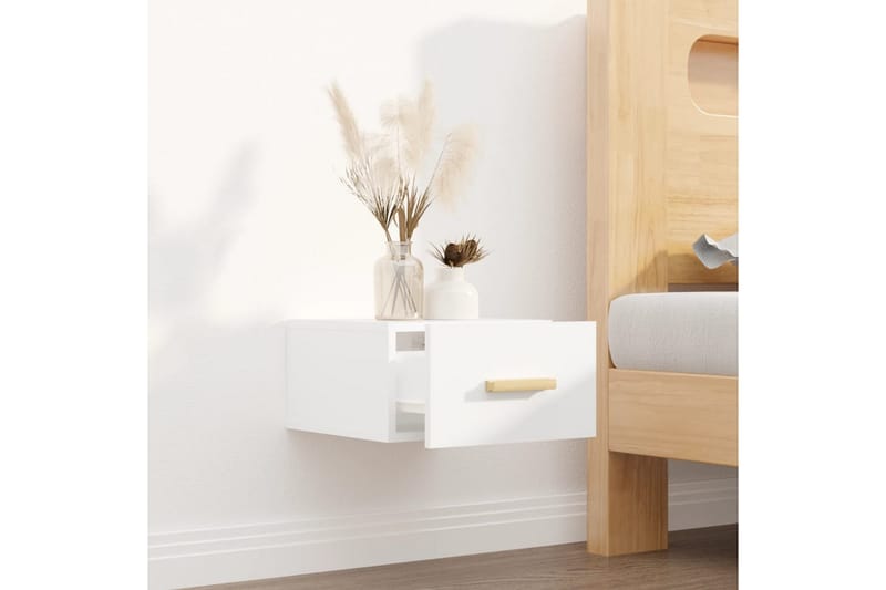 beBasic Veggmontert nattbord hvit 35x35x20 cm - Hvit - Møbler - Bord - Avlastningsbord - Sengebord & nattbord