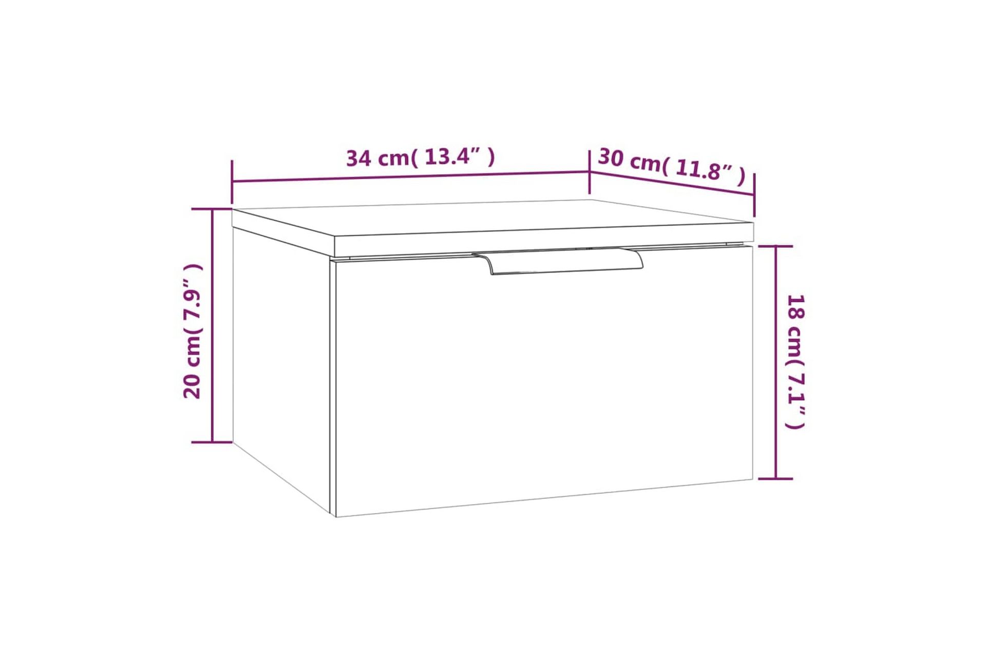beBasic Veggmontert nattbord røkt eik 34x30x20 cm - Brun - Møbler - Bord - Avlastningsbord - Sengebord & nattbord