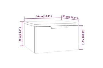 beBasic Veggmontert nattbord røkt eik 34x30x20 cm - Brun - Møbler - Bord - Avlastningsbord - Sengebord & nattbord