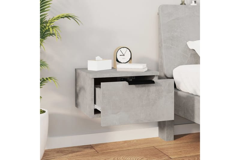 beBasic Veggmonterte nattbord 2 stk betonggrå 34x30x20 cm - GrÃ¥ - Sengebord & nattbord