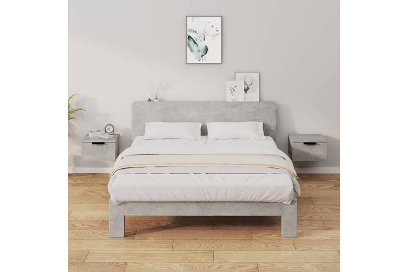 beBasic Veggmonterte nattbord 2 stk betonggrå 34x30x20 cm - GrÃ¥ - Møbler - Bord - Avlastningsbord - Sengebord & nattbord