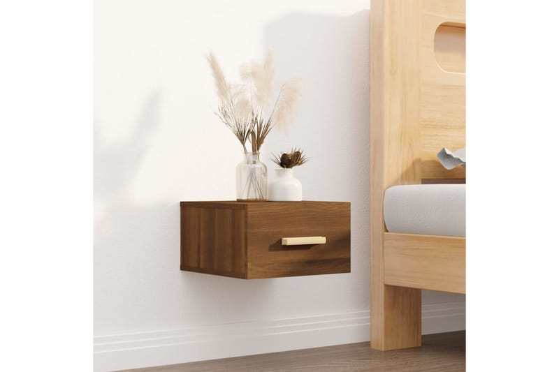 beBasic Veggmonterte nattbord 2 stk brun eik 35x35x20 cm - Brun - Møbler - Bord - Avlastningsbord - Sengebord & nattbord