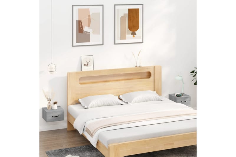 beBasic Veggmonterte nattbord 2 stk grå sonoma 35x35x20 cm - GrÃ¥ - Møbler - Bord - Avlastningsbord - Sengebord & nattbord